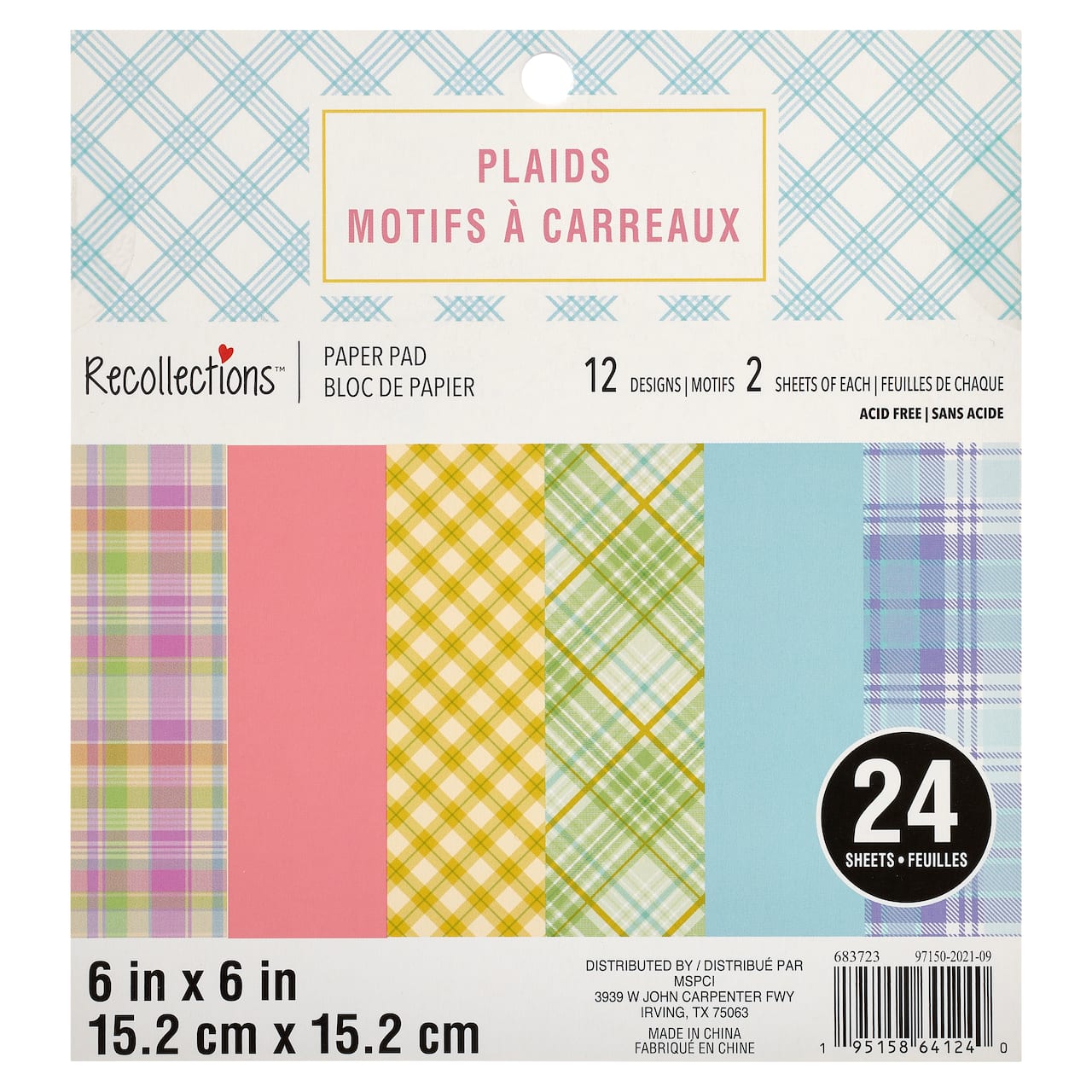 12 Pack: Plaids Paper Pad by Recollections™, 6" x 6"